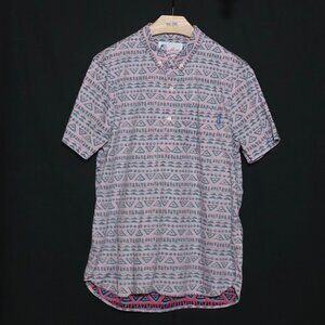 Chubbies Aztec 1/2 Button SS Rev Print Hawaiian Shirt - Pink Blue Black - Sz L*